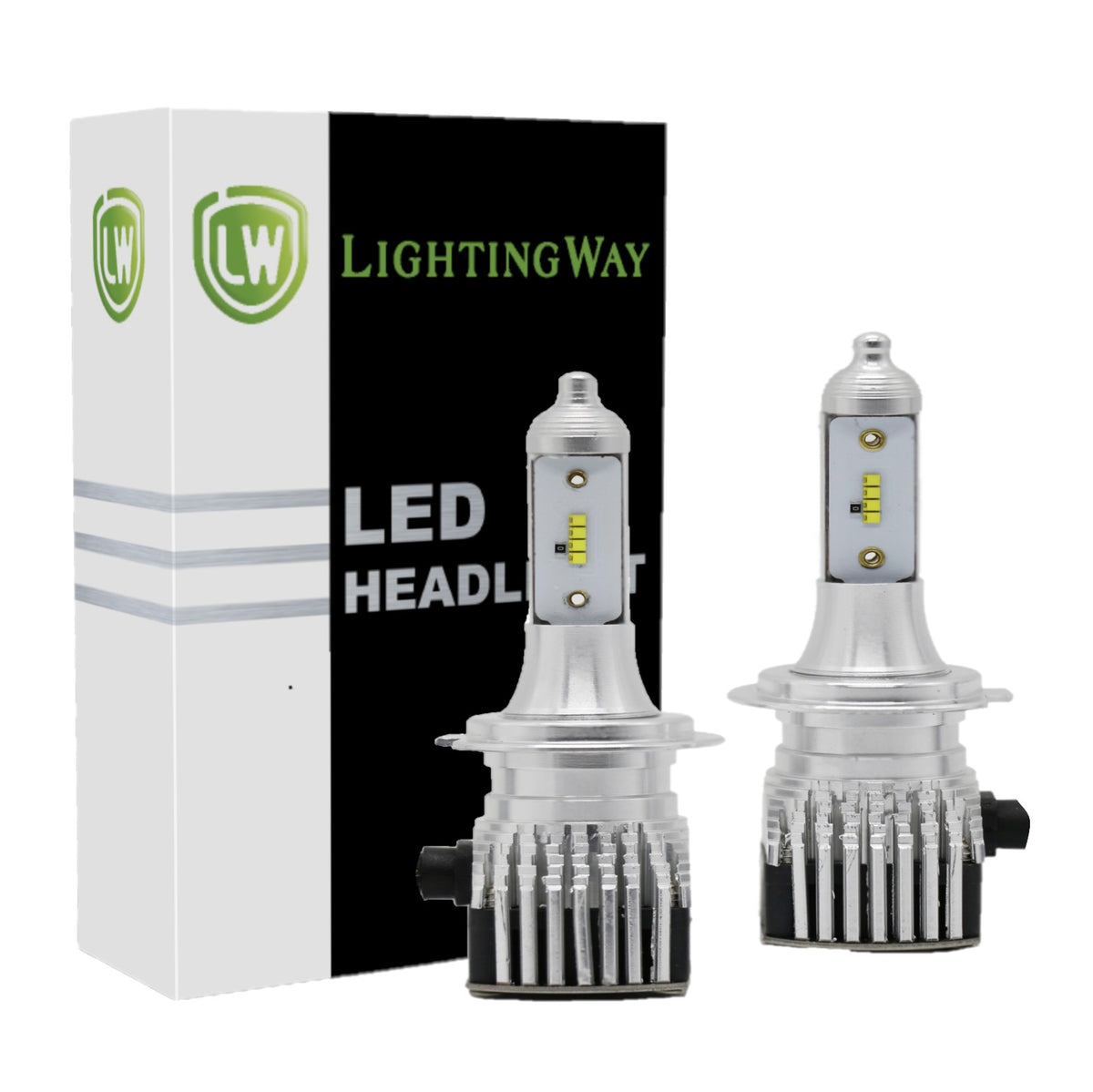 LIGHTFOX Pair Philips LED Headlight Kit H7 6000LM High/Low Beam Replace  Xenon Halogen Globe